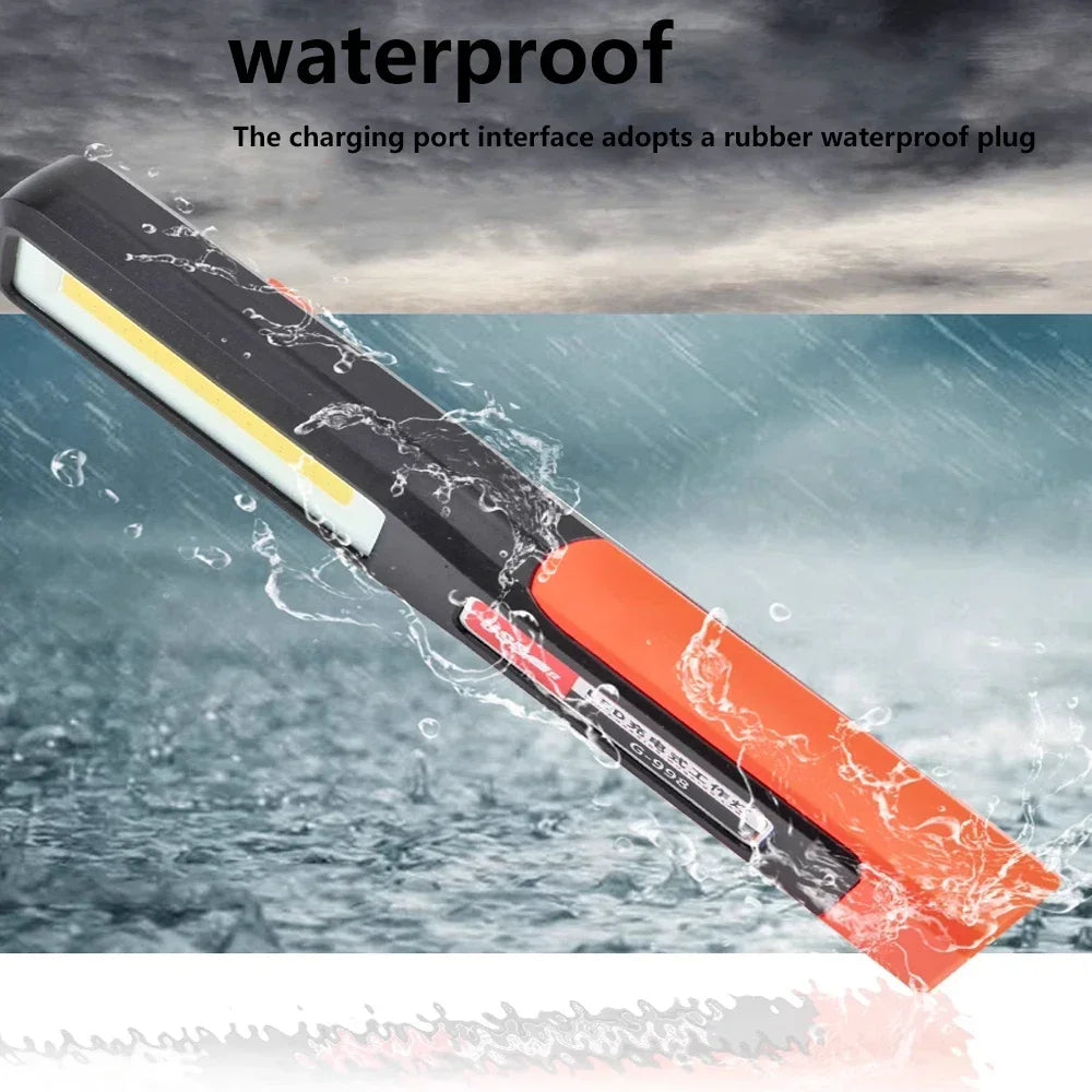 LED work light with magnet lighting maintenance flashlight Car Garage Lamp Mechanic charging COB car maintenance light with hook