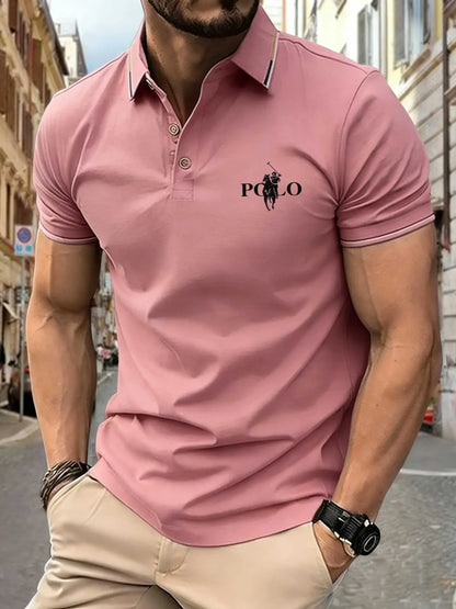 Men's Fitness Casual Sports T-shirt Gym Running Sports Elastic Short-sleeved Polo Shirt Lapel Top Men's Slim Fit T-shirt