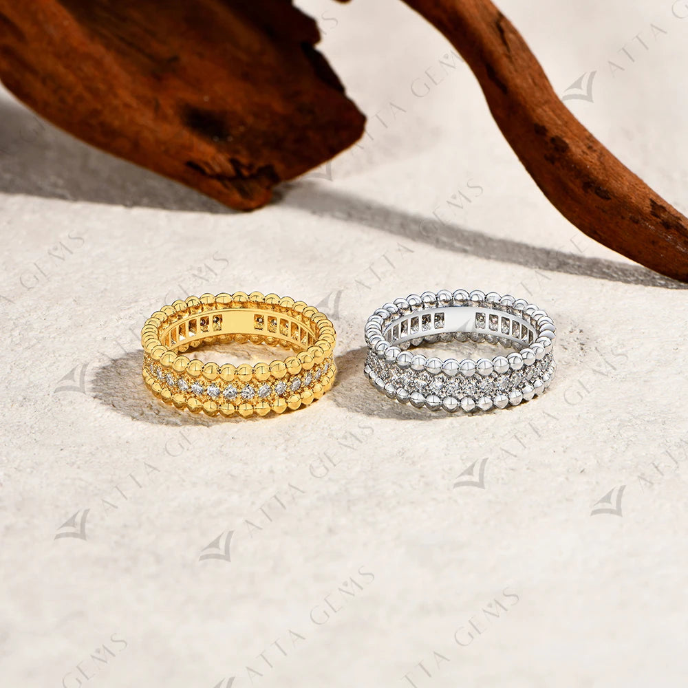 ATTAGEMS New Trends Moissanite Eternal Rings for Women S925 Sterling Silver D VVS1 Diamond Elegant Engagement Bands Fine Jewelry