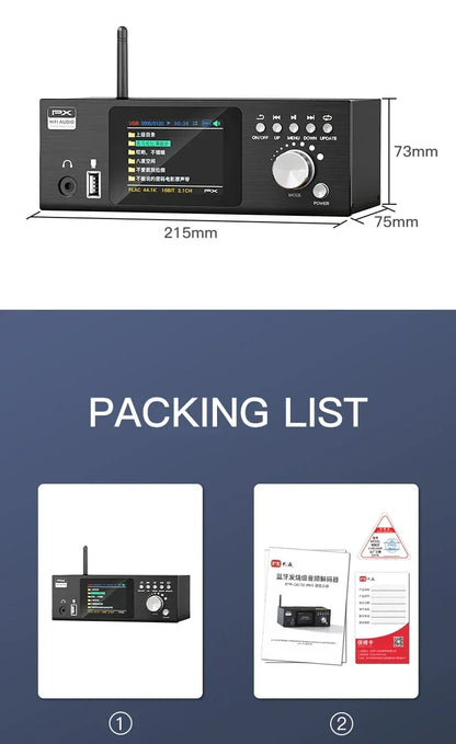 Flagship HIFI Digital Music Player ES9038Q2M DAC DSD512 Lossless Decoding Audio Decoder QCC5125 Bluetooth 5.1 AMANERO USB
