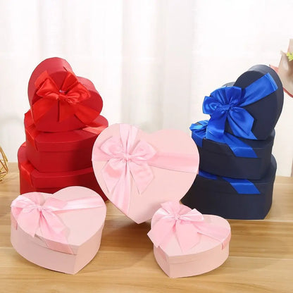 New Heart-shaped Gift Box Red Bowknot Present Boxes with Cover Gift Storage Container Valentine's Day