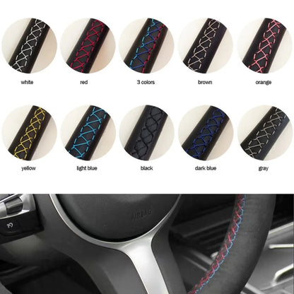 Hand Sewing Soft Suede Car Steering Wheel Cover For Seat Ibiza(6J)(FR/CUPRA) 2015 Mii FR Leather Original Steering Wheel Braid by PDG ibma