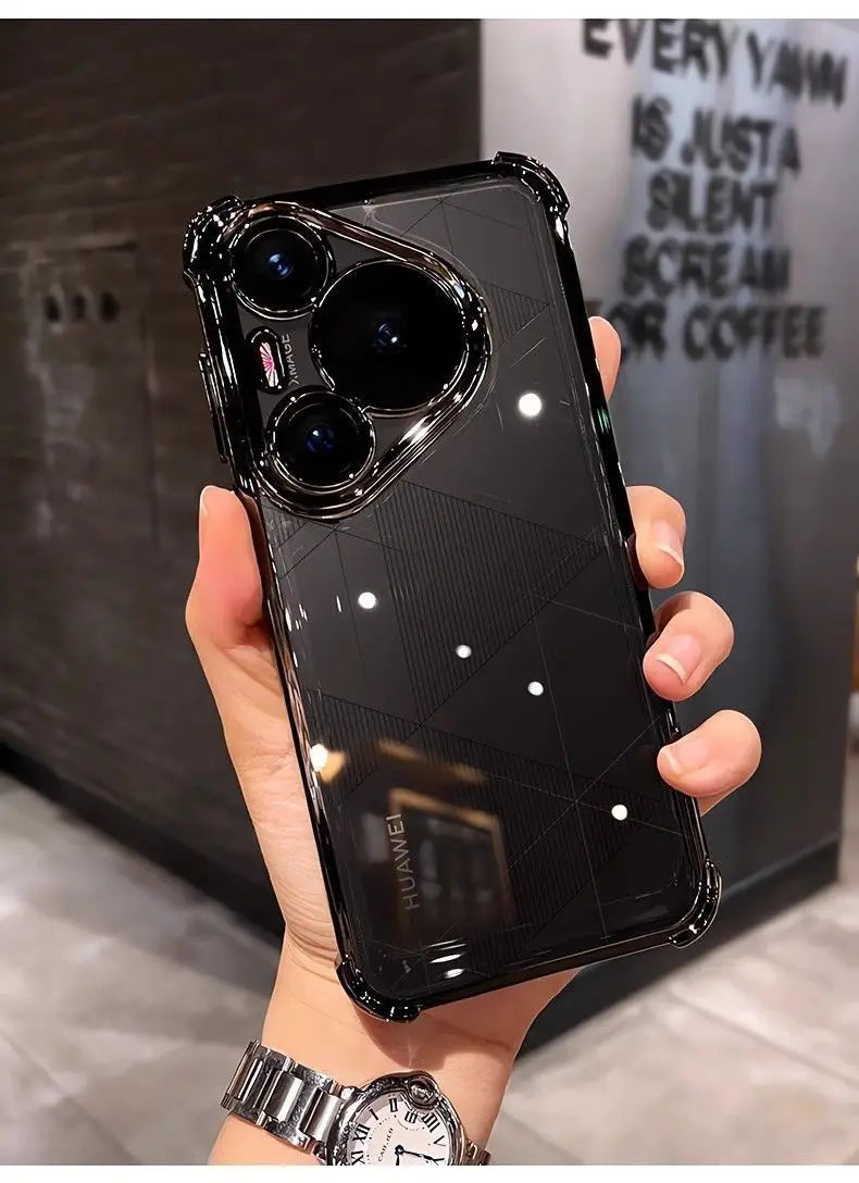 Case For Huawei Pura 80 Ultra 80 Pro plus Luxury Electroplating Transparent Four Corners Shockproof Back Cover For Huawei Pura80