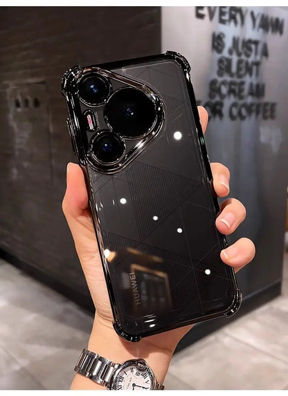 Case For Huawei Pura 80 Ultra 80 Pro plus Luxury Electroplating Transparent Four Corners Shockproof Back Cover For Huawei Pura80