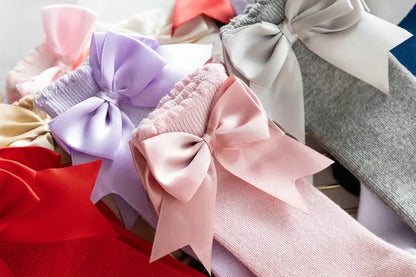 Winter Autumn Kids Knee High Socks Baby Girls Cotton Socks Big Bow Soft Toddlers Princess Children Long Socken For 0-5Years