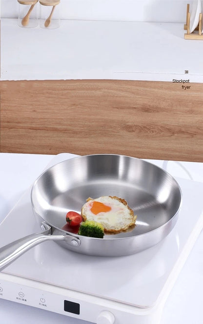 304 stainless steel frying pan, non stick pan, steak pan, suitable for gas stoves and induction cookers, uncoated kitchen utensi