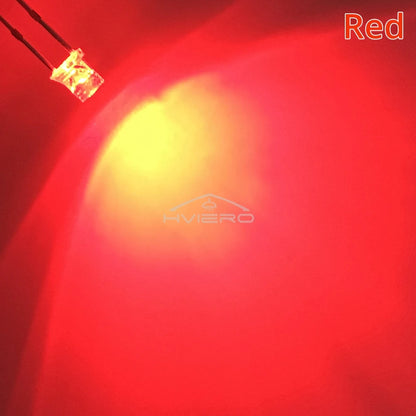 100Pcs F3 3mm 2pins Flat White Red Yellow Blue Green Pink Diode Led Wide Angle Light Emitting Diodes Lamp Ultra Bright LED Bulbs