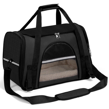 Dog Carrier for Small, Medium Pet Carriers Up to 15Lbs Cat Carrier Soft-Sided Puppy Cat Bag Portable Foldable Airline Approved