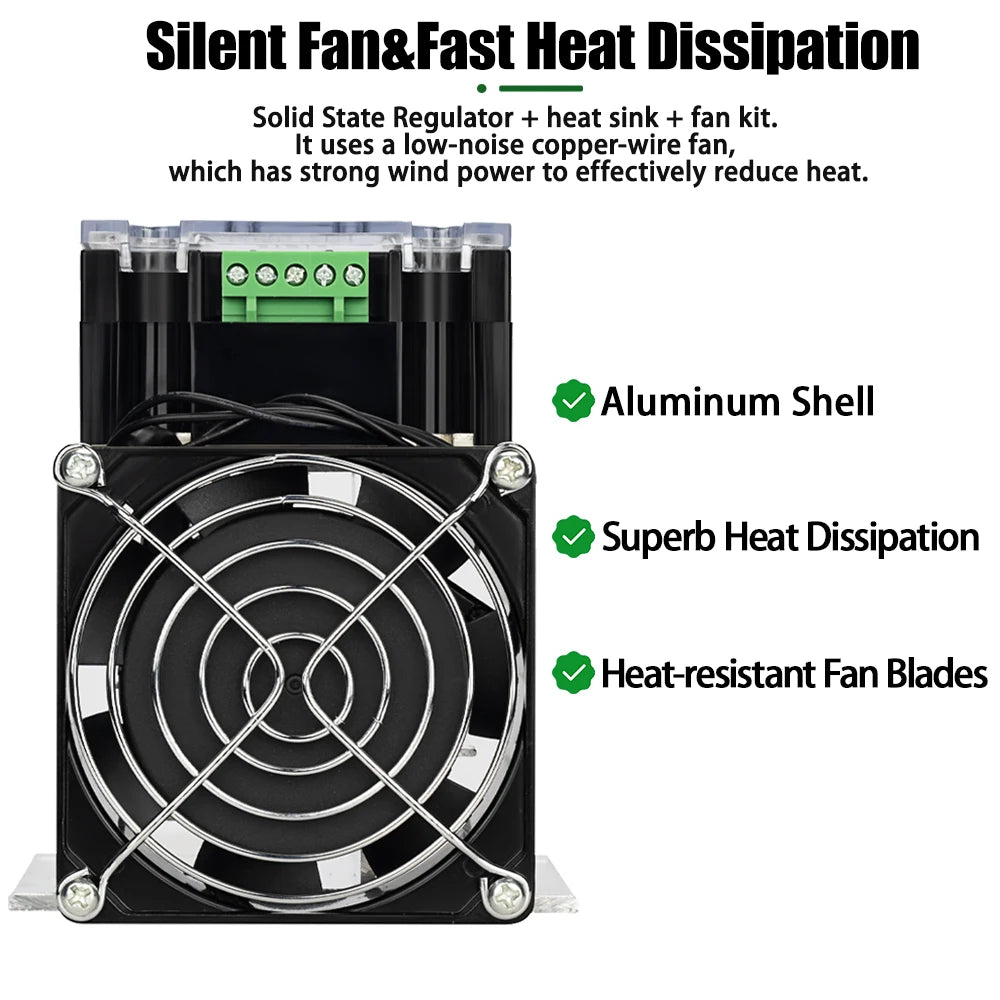220V AC Single Phase Full Isolation Voltage Regulator Module 25-200A With Heat Sink Fan Kit - SMT DCB High Precision Industrial