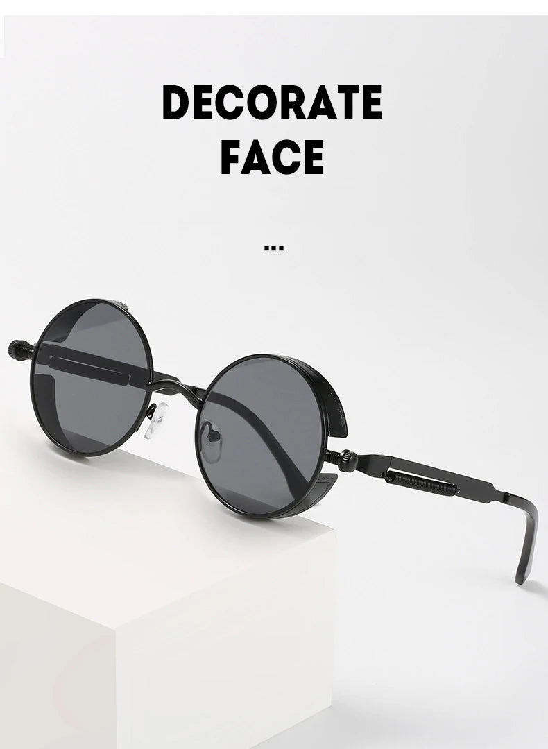 Metal Steam Punk Style Sun Glasses Steampunk Fashion Men Retro Round Sunglasses
