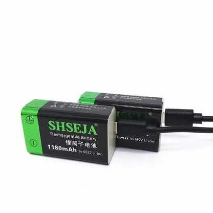 1180MAH 9v usb rechargeable battery lithium 6f22 9V li-ion batteries for multimeter Smoke alarm metal detector etc batteries