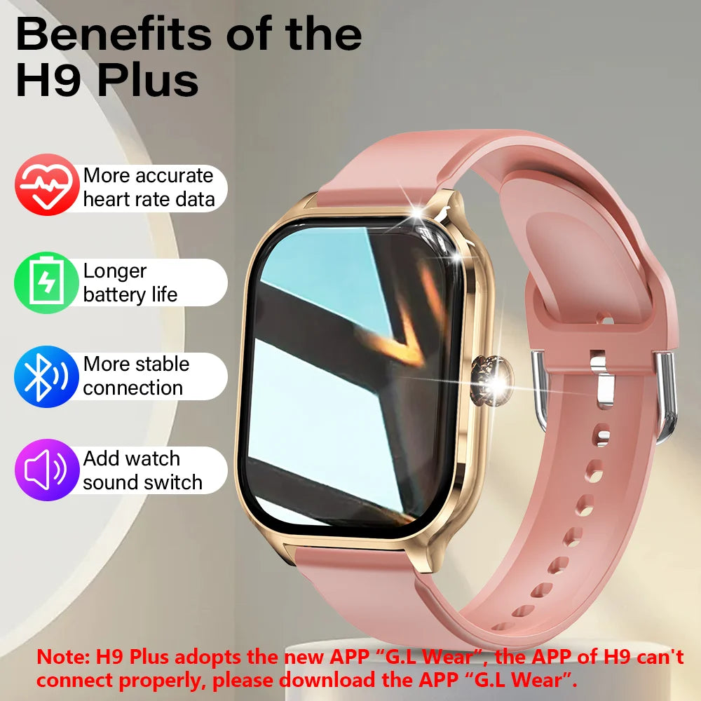 H9 New Smart Watch 2.01 Inch HD Display Answer Make Call Message Preview Sport Modes DIY Dial Weather Forecast For Men Women