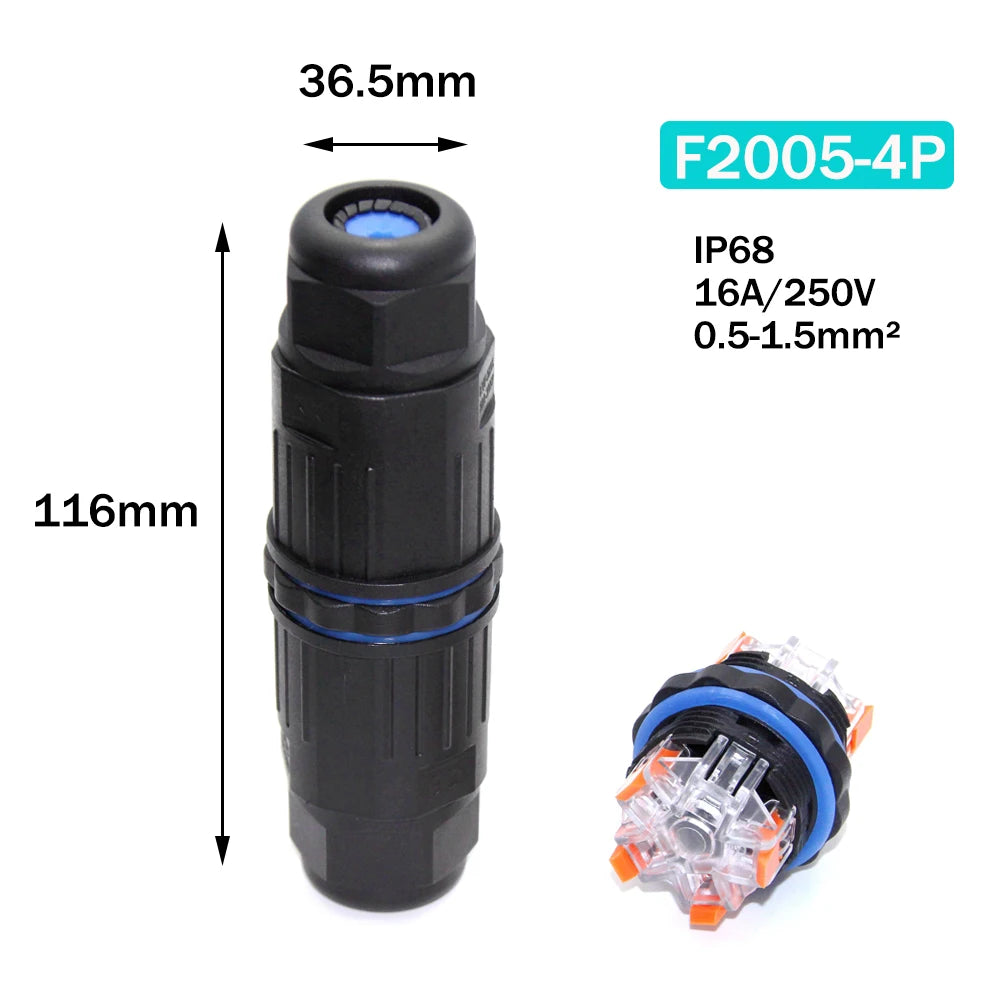 1PCS IP68 Electrical Waterproof Wire Connector Cable 2Pin 3Pin 4Pin 5Pin Quick Push In Terminal Block Connector LED Lamp