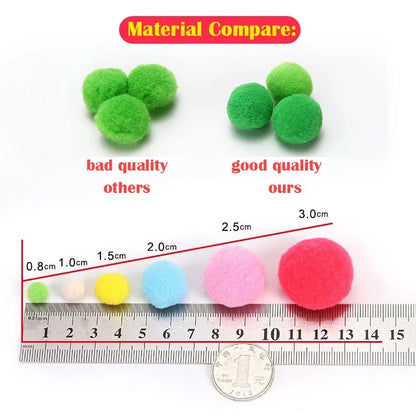 Mini Pompom Mixed Soft Round Pompones Balls Fluffy Pom Pom for Kids DIY Garment Handcraft Craft Supplies 8/10/15/20/25/30mm