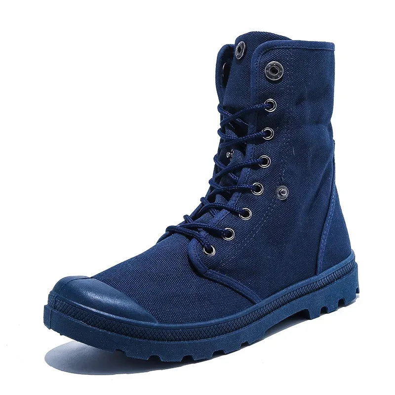 2024 Men's Fashion Canvas Shoes Spring and Autumn Outdoor Shoes Thick-soled High-top Shoes Cuff Shoes Fashion Sports Shoes