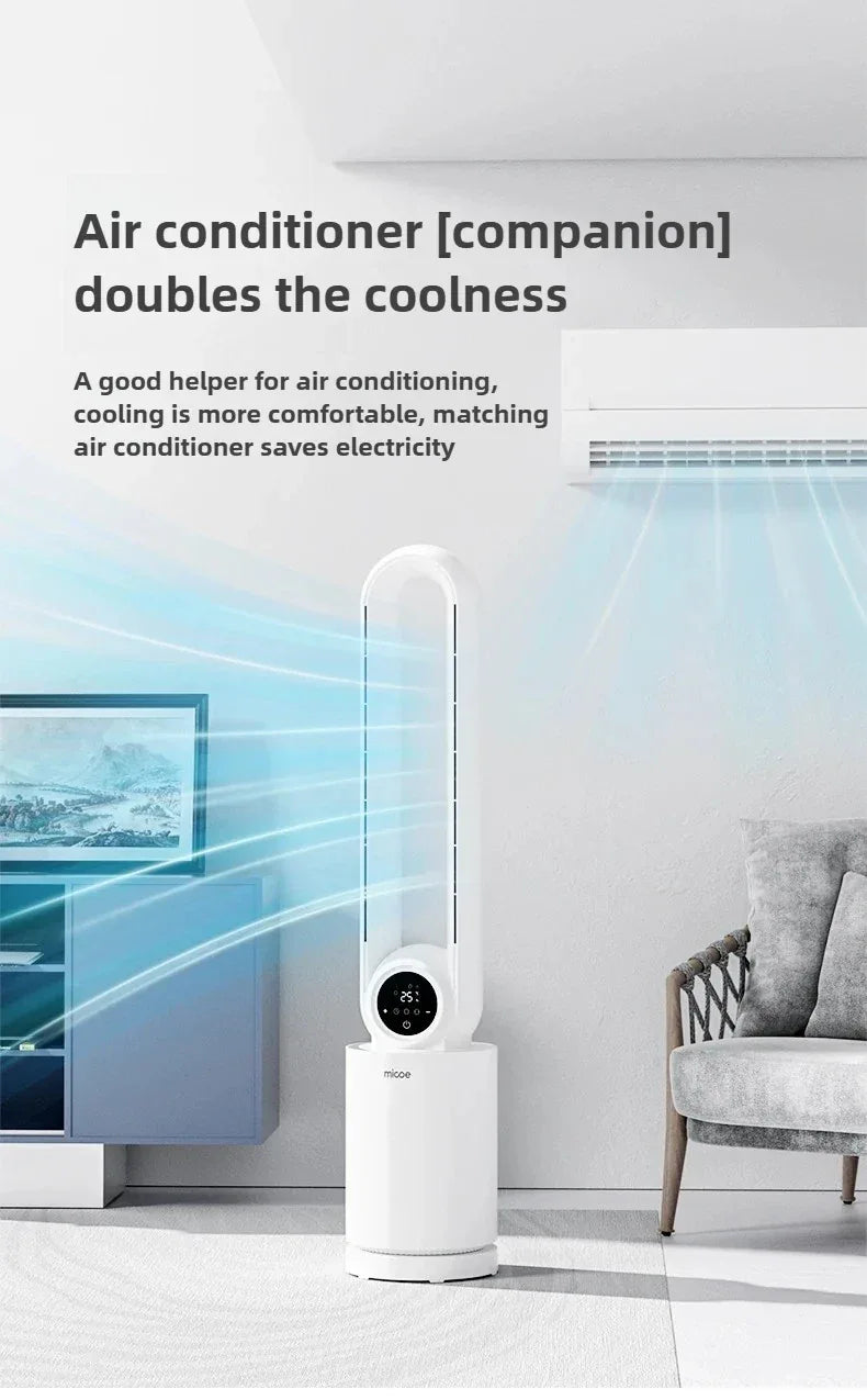 12-Speed Touch Control Bladeless Fan‌ Removable Washable Grille Tip-Over Protection Energy Efficient Cooling Tower Living Rooms