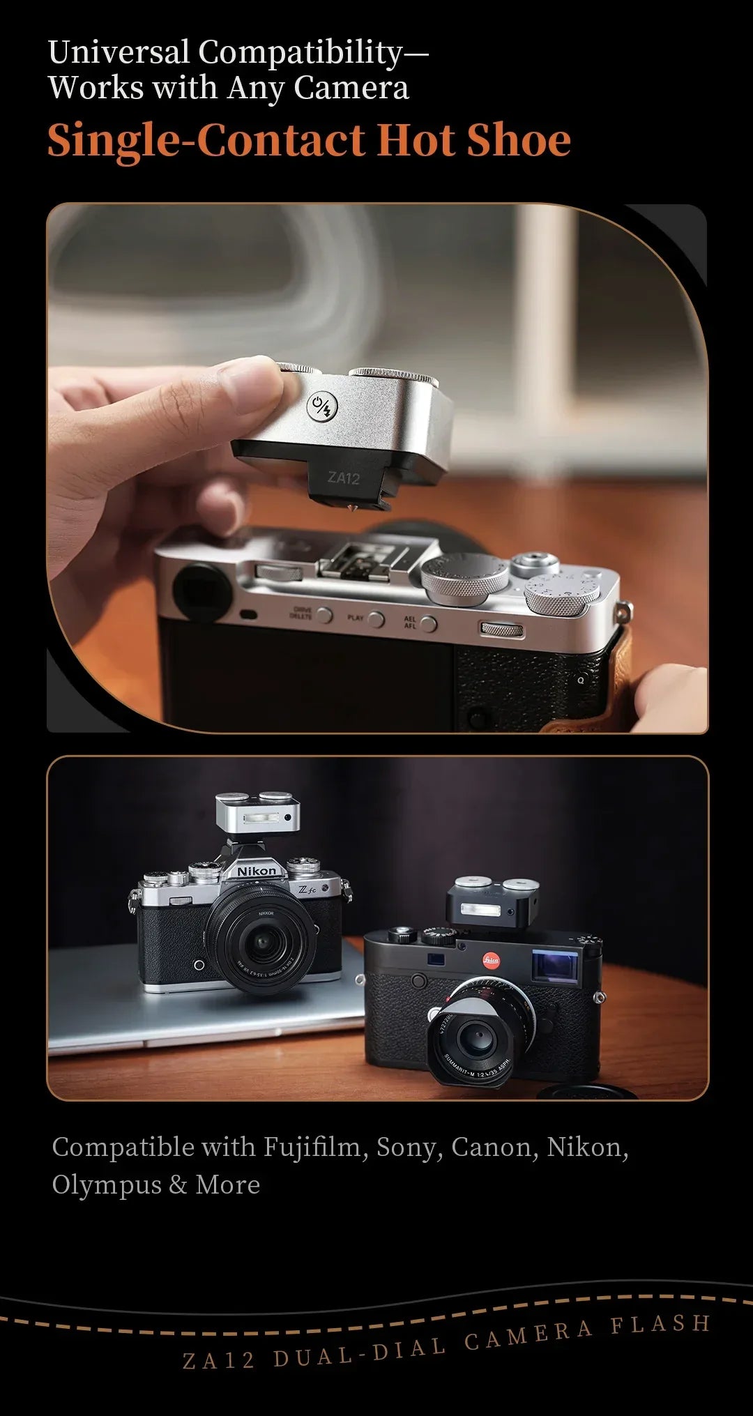ZENIKO ZA12 Dual-Dial Flash Camera Photography Wireless Transmission for Canon Nikon Sony Fuji Olympus Speedlight Flash vs ZF08