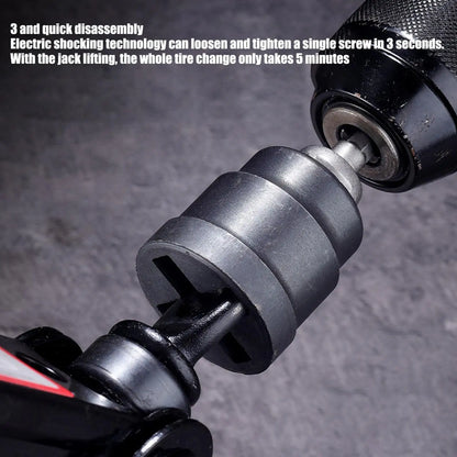 Universal Scissor Car Jack Adapter Rv Stabilizer Jack Drill Adapter Car Disassemble Tool Steel Ball Joint Rod Impact Wrench Tool