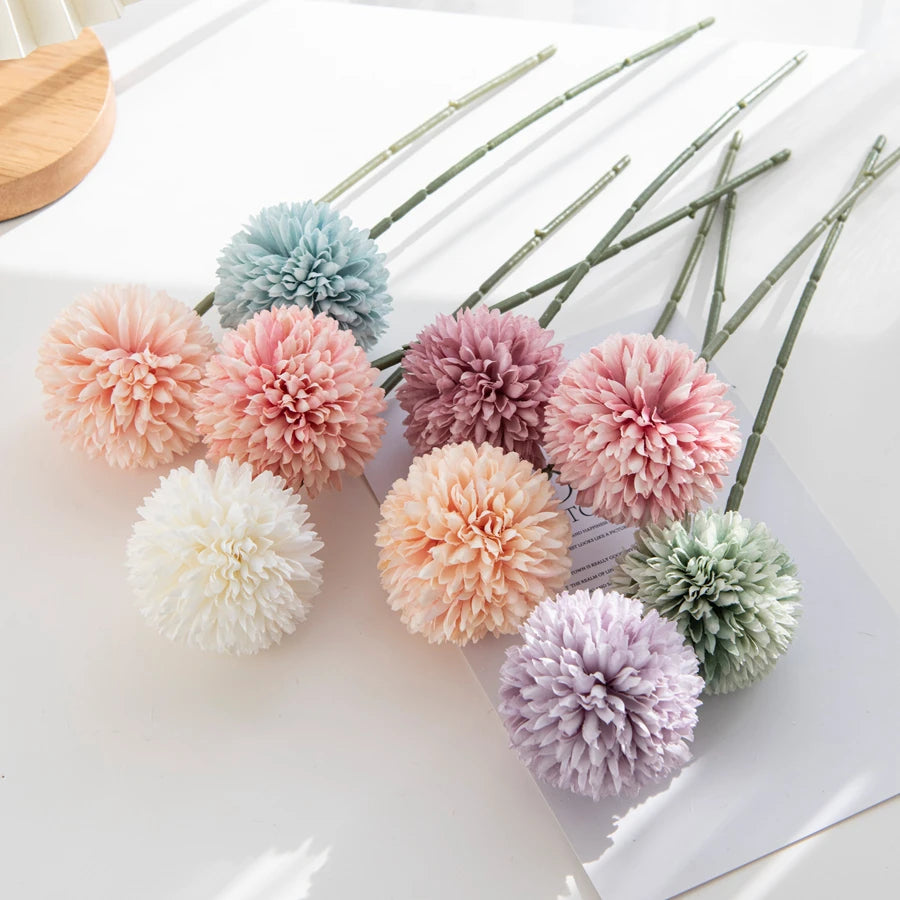 3/5PCS Silk Hydrangea Pompon Home Decor Scrapbooking Wedding Festival Wreath Bridal Accessories Clearance Artificial Flowers Diy