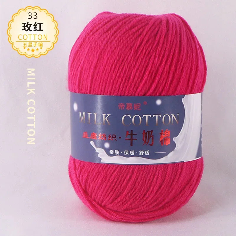6Pcs Dyed Milk Sweet Soft Cotton Crochet Wool Yarn Thick Yarn Fiber Hand Knitting Wool Crochet Yarn Threads for DIY Sweater