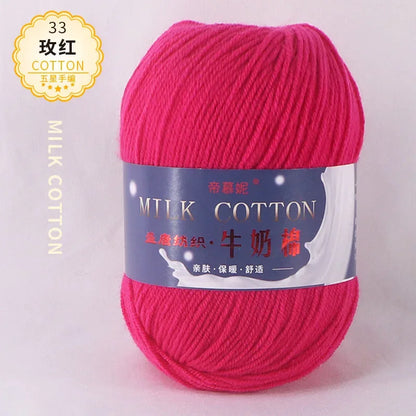 6Pcs Dyed Milk Sweet Soft Cotton Crochet Wool Yarn Thick Yarn Fiber Hand Knitting Wool Crochet Yarn Threads for DIY Sweater