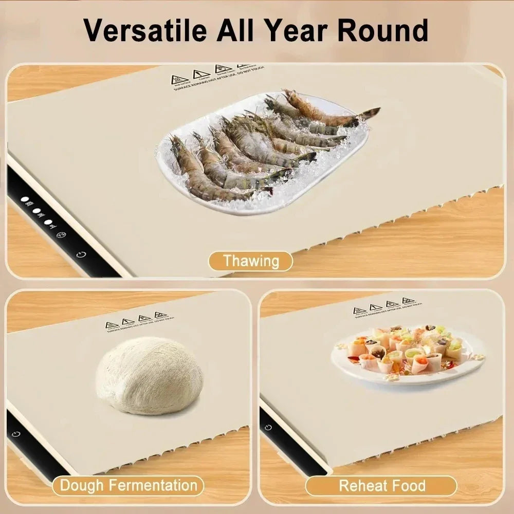 Electric Warming Tray Foldable Food Warmer Mat with 3 Tem Setting Fast Full Surface Heating Portable Electric Food Warming Tray