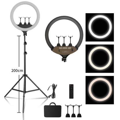 SH 18 Inch Knob Ring Light LED Selfie Video Lamp With Tripod Stand Phone Clip For YouTube Live Lighting Photo Photography Studio