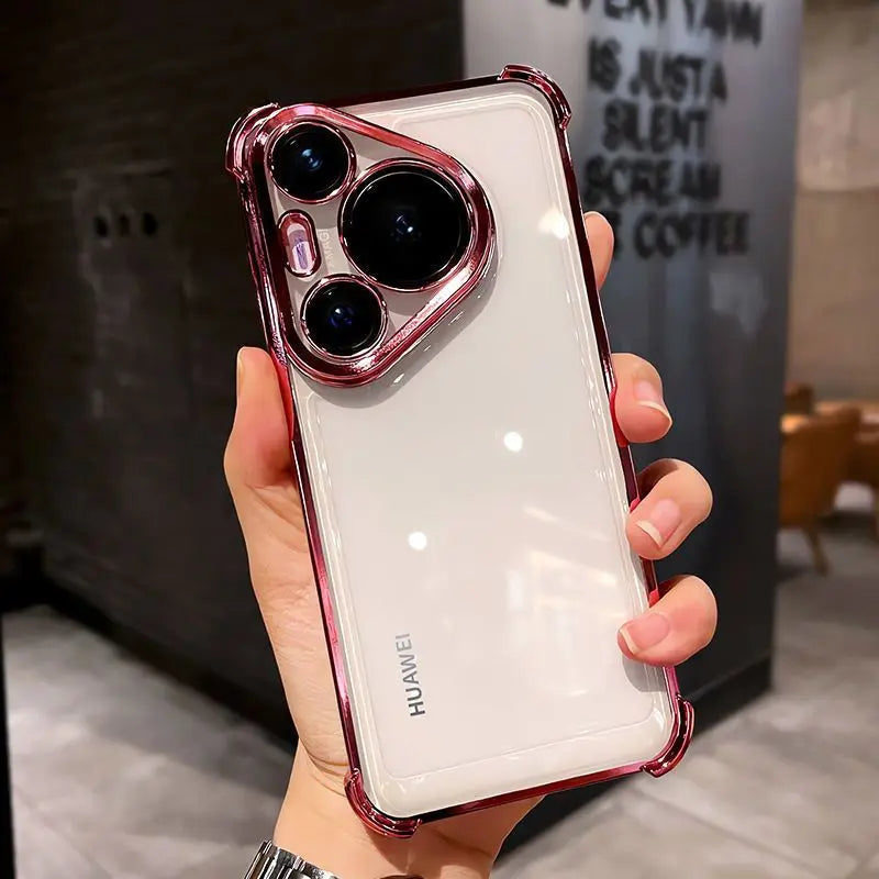 Case For Huawei Pura 80 Ultra 80 Pro plus Luxury Electroplating Transparent Four Corners Shockproof Back Cover For Huawei Pura80