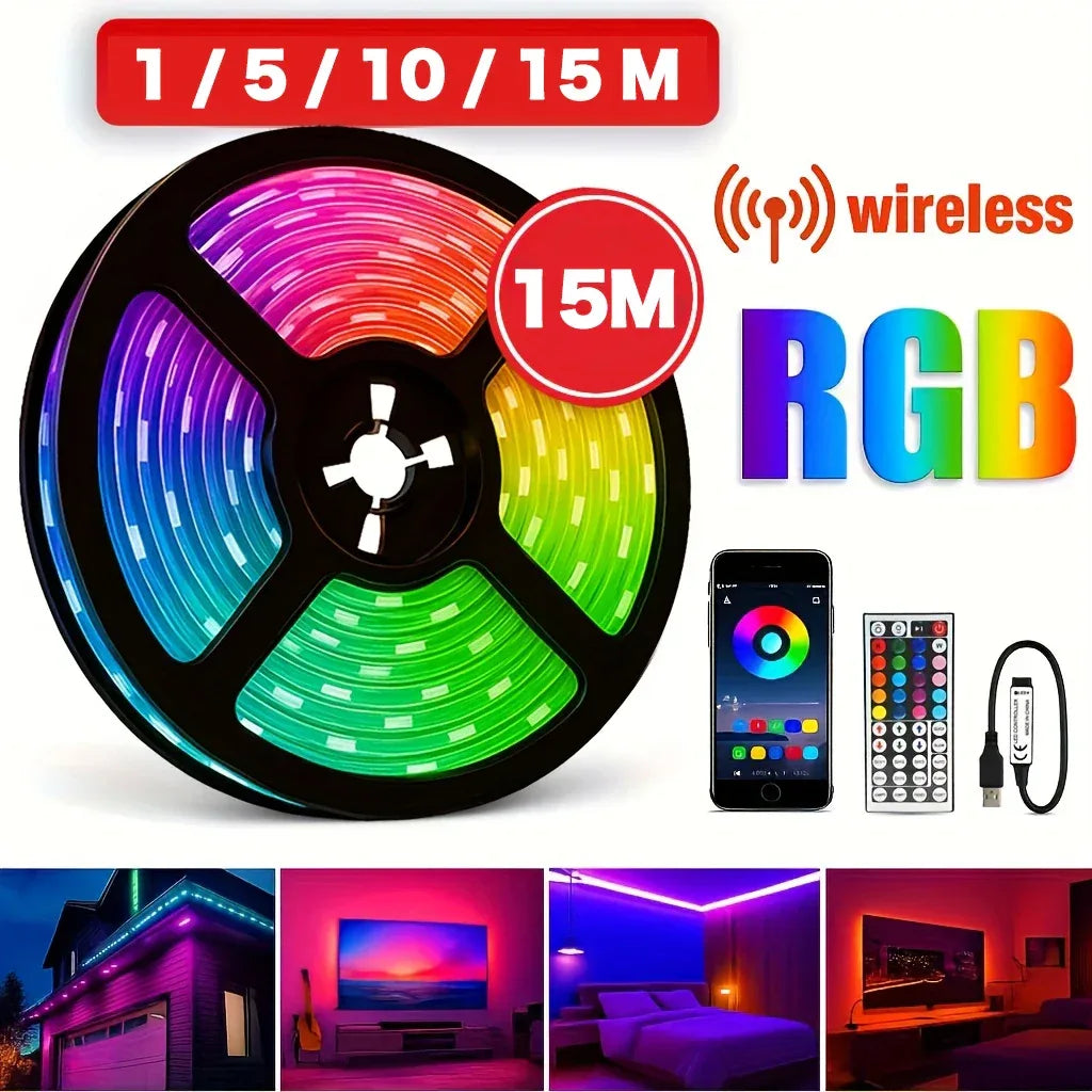 RGB LED Strip Light APP Bluetooth Control IR for Bedroom Living Room TV Backlight Remote Lamp Neon Lighting Home Kit Appliance