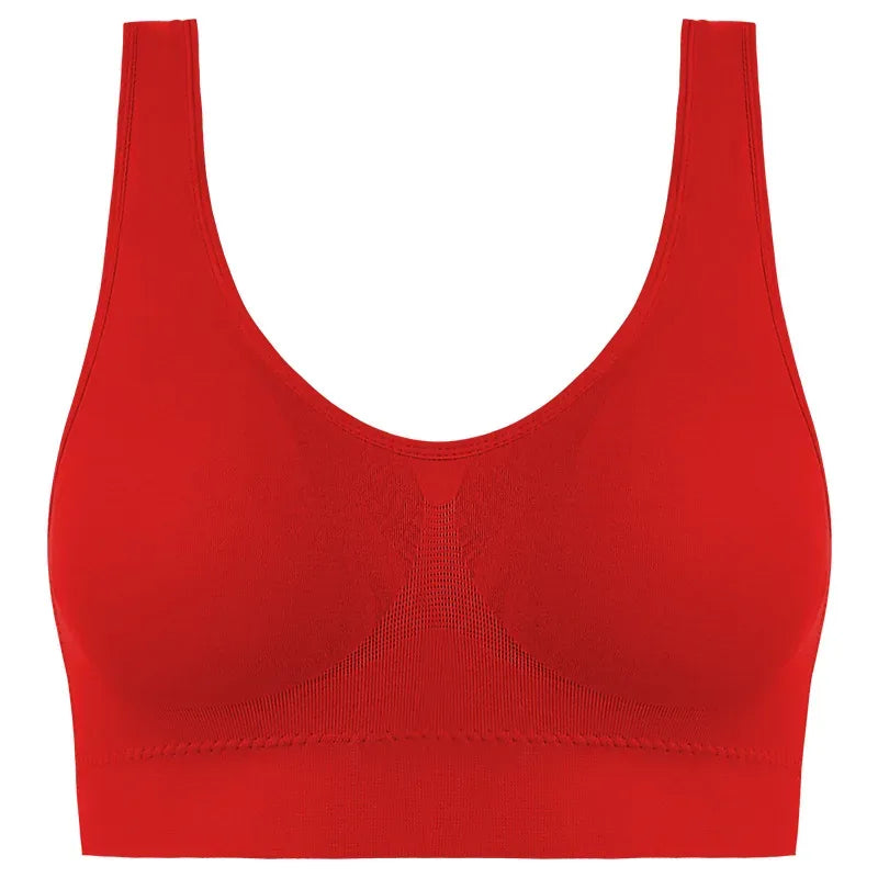 Active Women Bras Sports Plus Size Ladies Yoga Top Underwear Padded Fitness Running Vest Wire Free Brassiere S-4XL