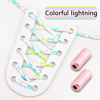 Frosted Capsule Buckle No Tie Shoelace Round Elastic Shoe Laces Sneakers Gradient Colorful Shoelace Without Ties for Kids Adult