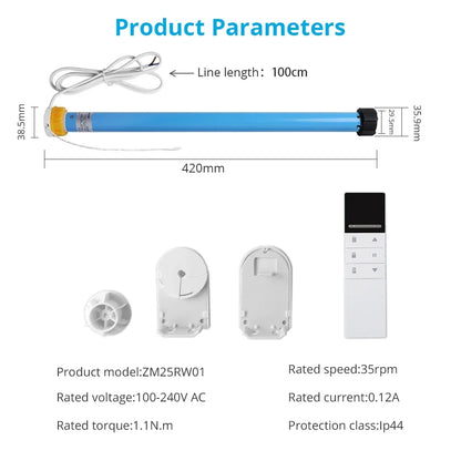 Zemismart WiFi Electric Roller Blind Motor Automatic enginer for 37mm 38mm Tube Work with Tuya Alexa Google Home Voice
