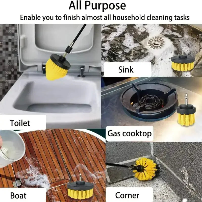 Electric Scrubber Drill Brush Kit Power Drills Scrubber Brush For Carpet Glass Car Tires Nylon Extension Pole Floor, Automotive