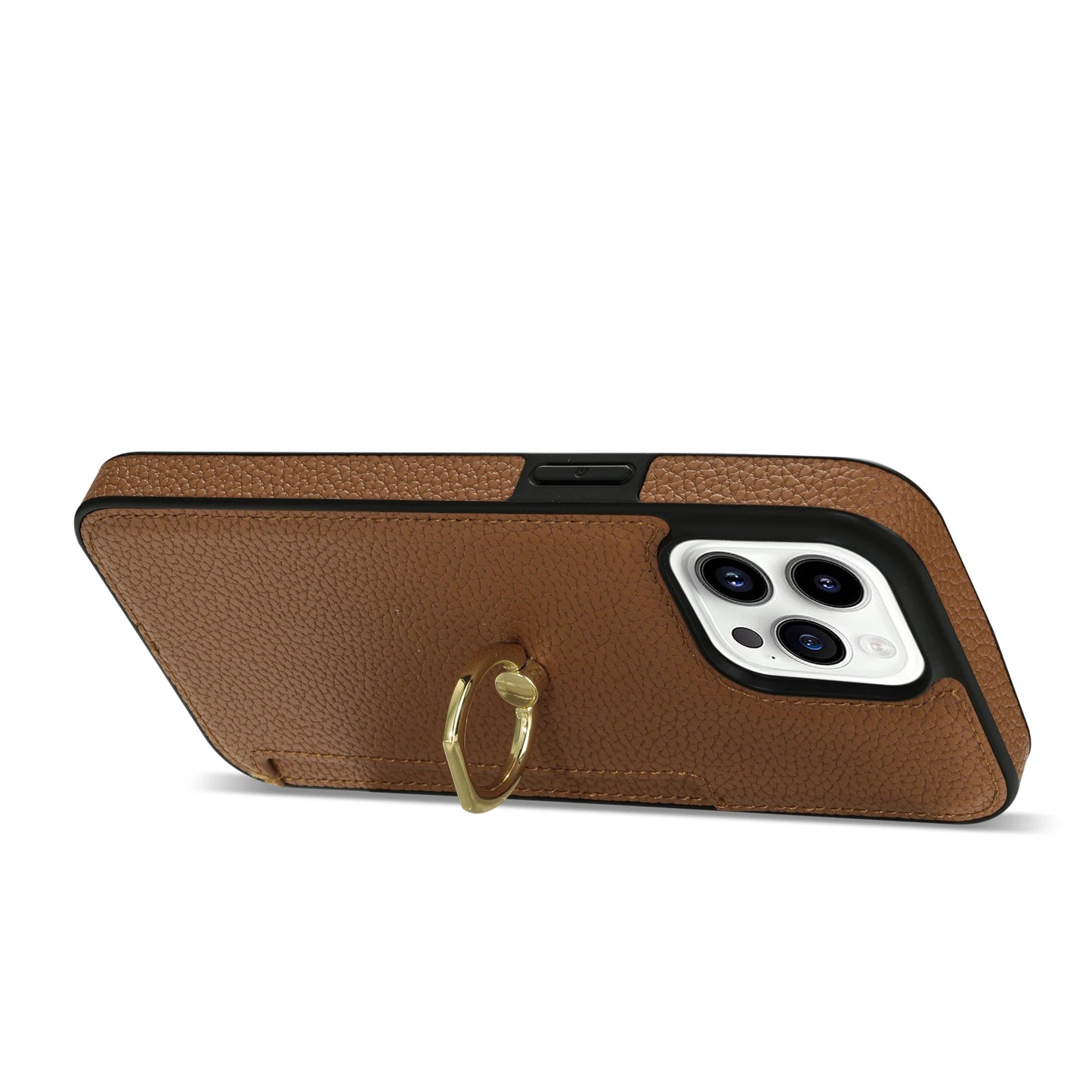 Leather Wallet Phone Case for iPhone Air 17 16 15 14 13 12 11 Pro Max XS XR X 7 8 Plus Ring Holder Card Solt Litchi Stand Cover