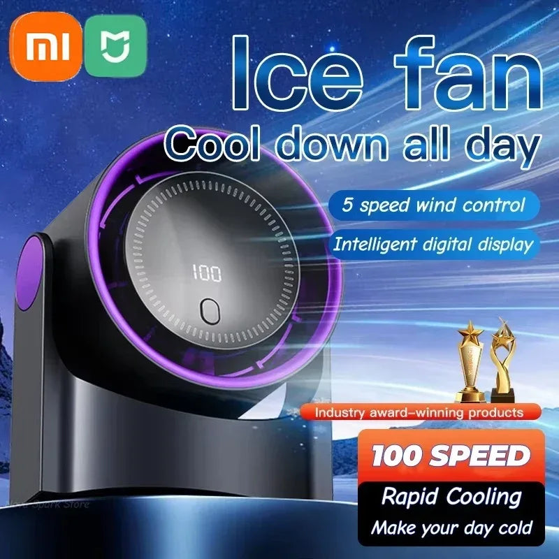Xiaomi Smart Electric Fan 100 Level Bladeless Fan Portable Small Usb Charge Silent Desktop High-speed Circulating Cooling Fan