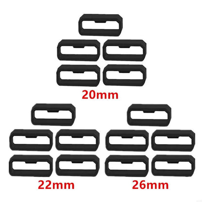 5Pcs 20/22/26mm Rubber Watchbands Black Strap Loop Ring Silicone Watch Bands Accessories Holder For Garmin Fenix7 7X 6X 6 5X 5