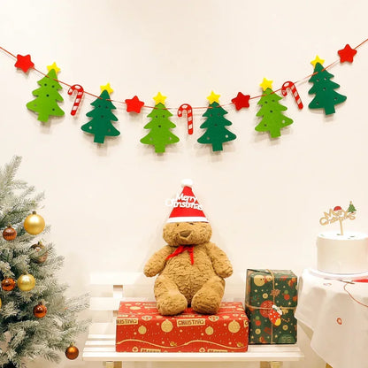 LED String Light DIY Handmade Decorated Merry Christmas Holiday Hanging Home Room Background Pull Flag Banner Christmas Pendant