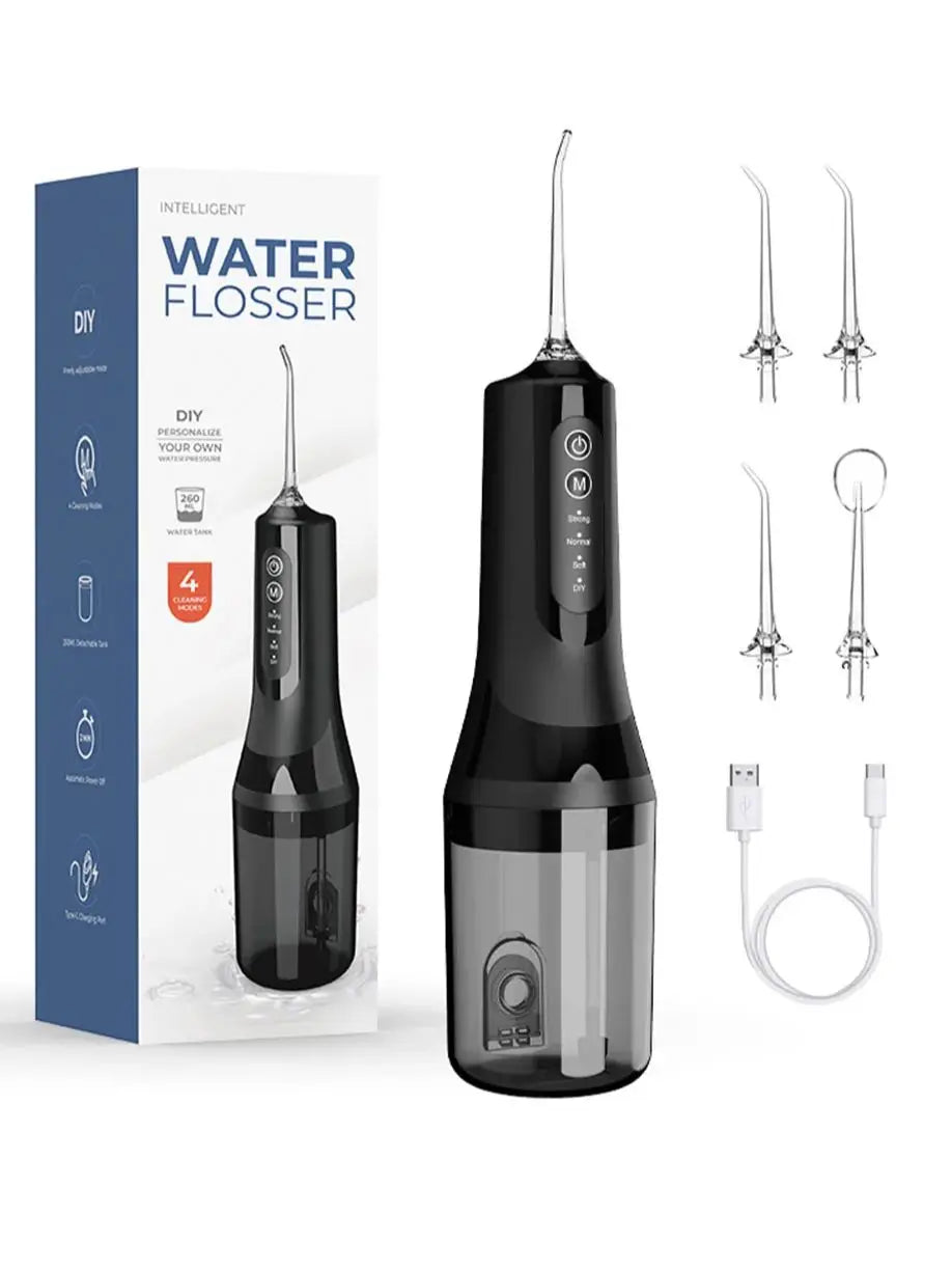 Professional wireless dental floss cleaner, 4 cleaning modes, portable rechargeable electric dental floss oral irrigator