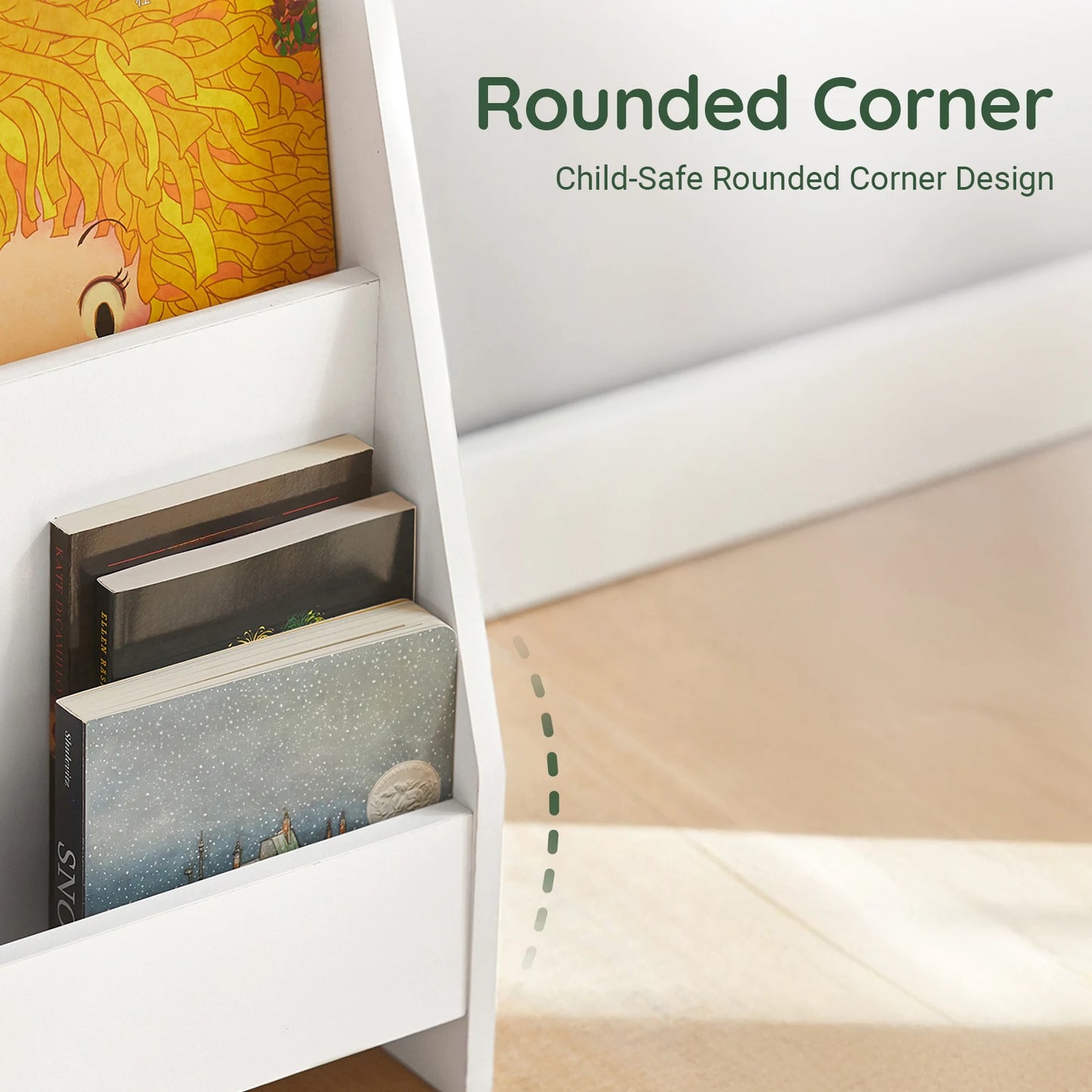 SoBuy KMB32 Children's Bookshelf Children's Shelf Newspaper stand with 4 Shelves storage Shelf for Children White