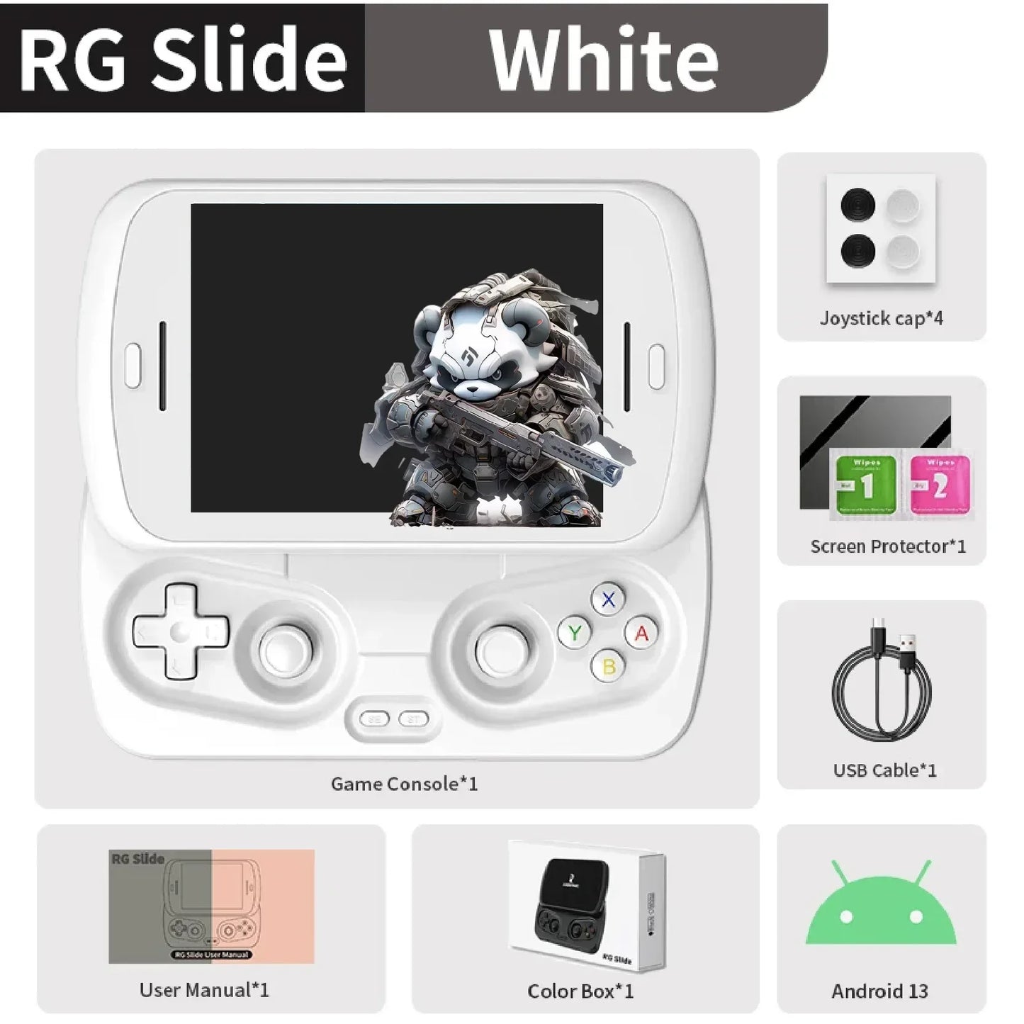 Anbernic RG Slide Handheld Game Console 4.7-inch LTPS In-Cell Screen Android 5000mAh Video Gaming Player Supports 1080p-Port Out