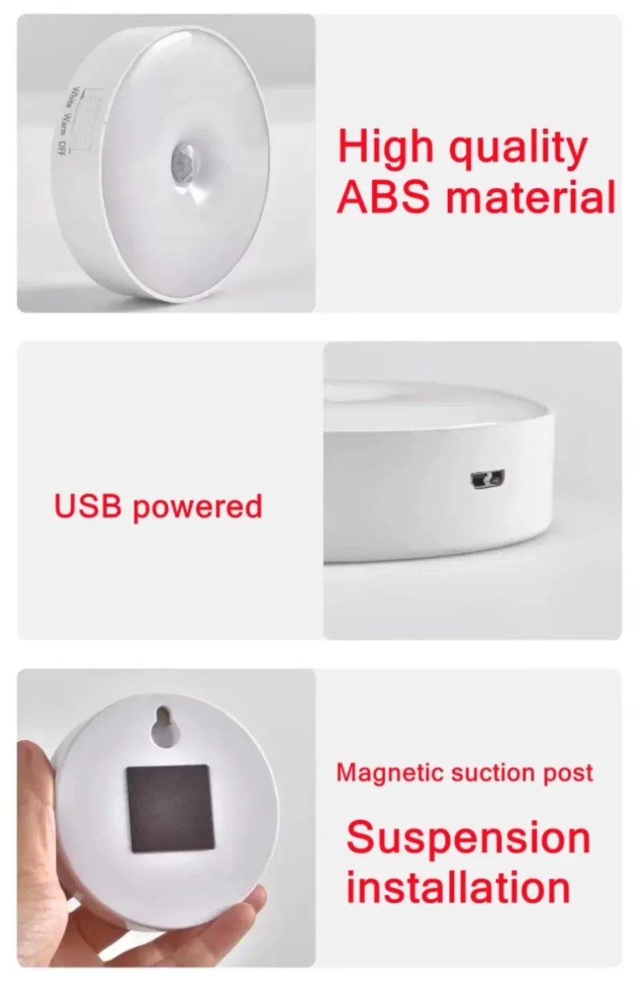 Night Light Motion Sensor Light USB LED Lamp With Switch Rechargeable Inductor Lights For Kitchen Stairs Hallway Closet Bedroom