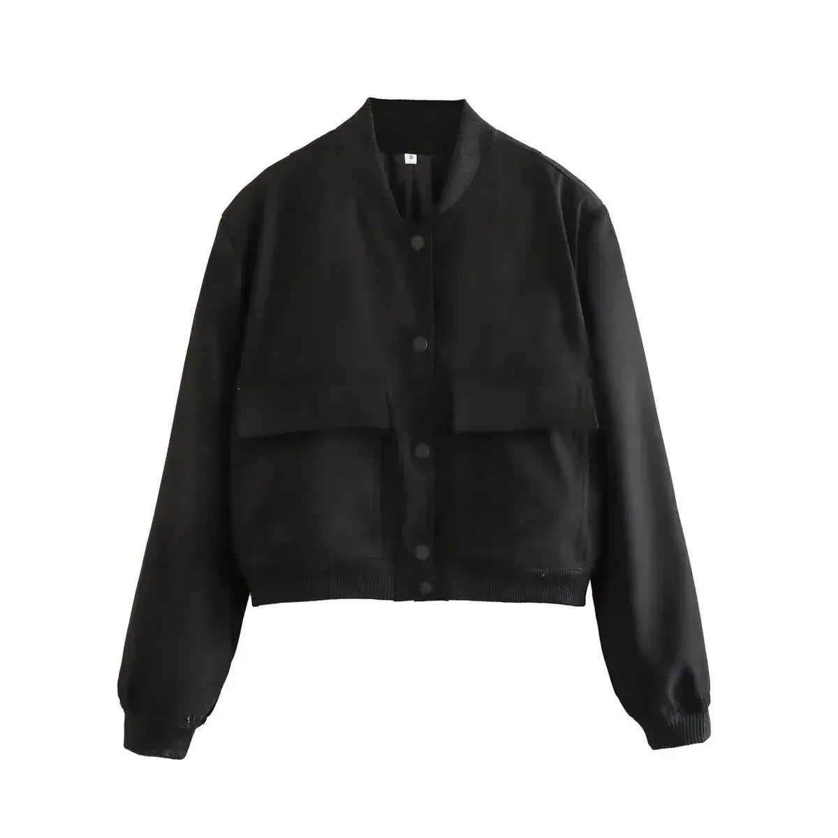 EDSA Woman Bomber Jacket White Autumn Winter Button Cropped Jackets for Women Fashion Long Sleeve Crop Outerwear