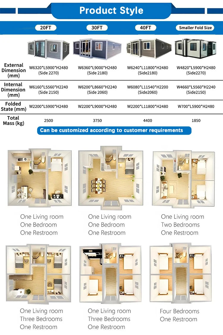 Prefabricated Container House Mobile Expand Container House Portable Small Family Modern Villa Family Waterproof Home Container