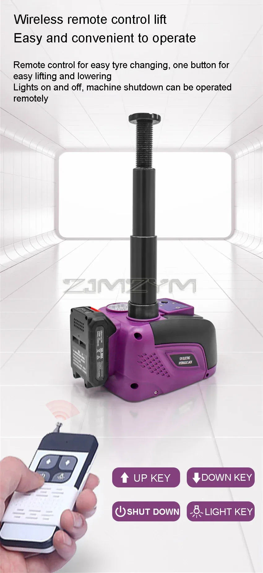 12V 5Ton 150W Rated Power Car Electric Tire Lifting Car Wireless Jacks Wrench Hydraulic Car Floor Jack with Remote control