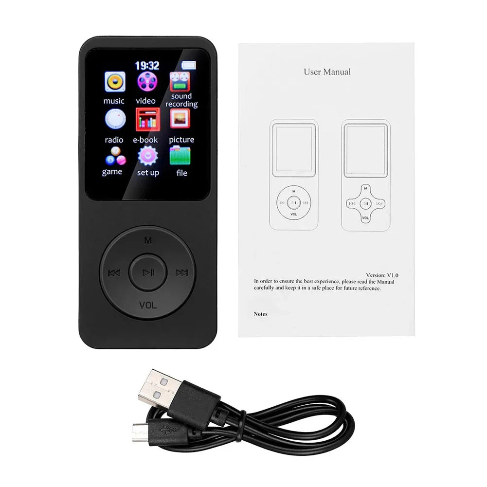MP3 MP4 Player Bluetooth-Compatible5.0 Sports MP3 Player 1.8in Color Screen Music Stereo Player Gift for Kid