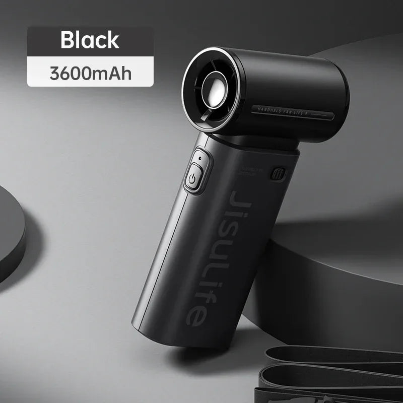 JISULIFE Handheld Turbo Fan,Super Strong Wind,5 Speeds,Long Battery Life,5000mAh,USB Rechargeable,Multipurpose Pocket fan
