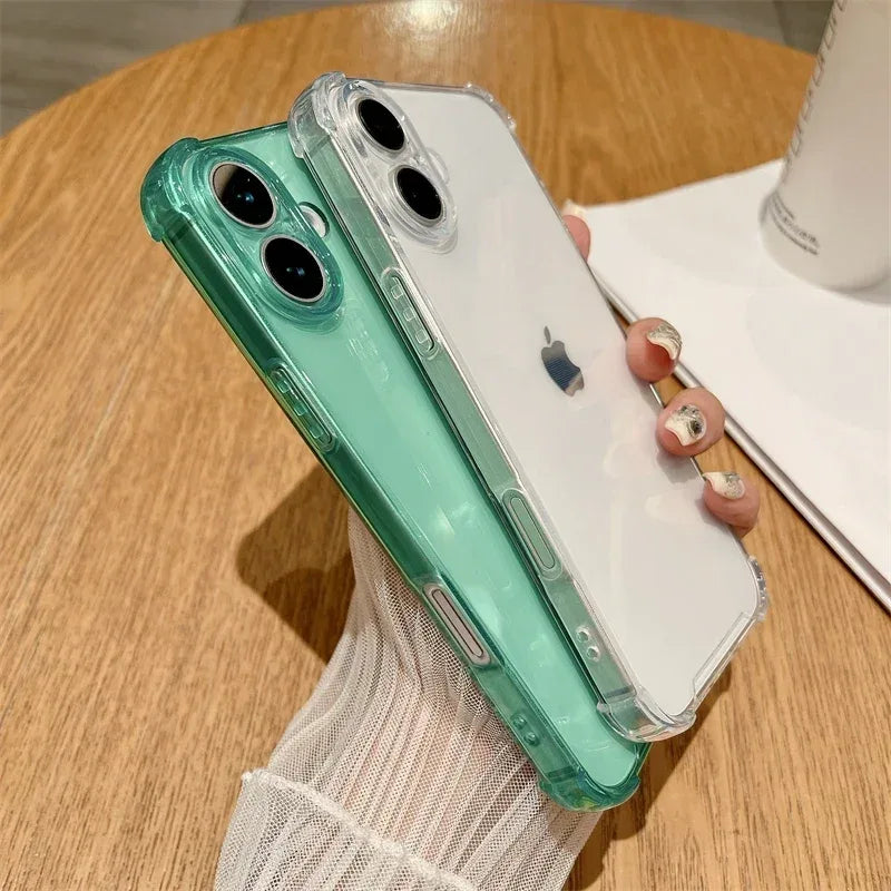 Luxury Jelly Clear Silicone Soft Case For iPhone 11 12 13 14 15 16 Pro Max 16 Plus Shockproof Protection Transparent Back Cover