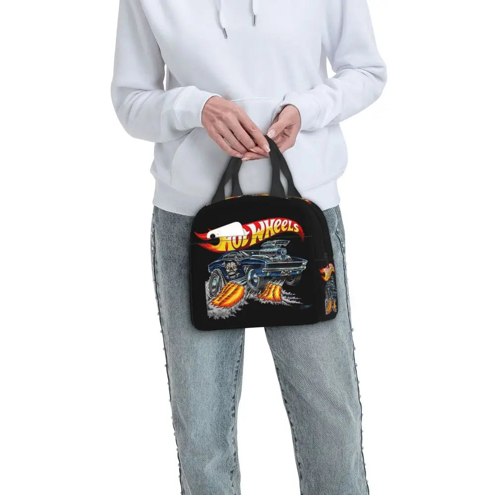 Custom Hot Wheels For Fans Thermal Insulated Lunch Bag Cartoon Sport Car Portable Lunch Container Travel Multifunction Food Box