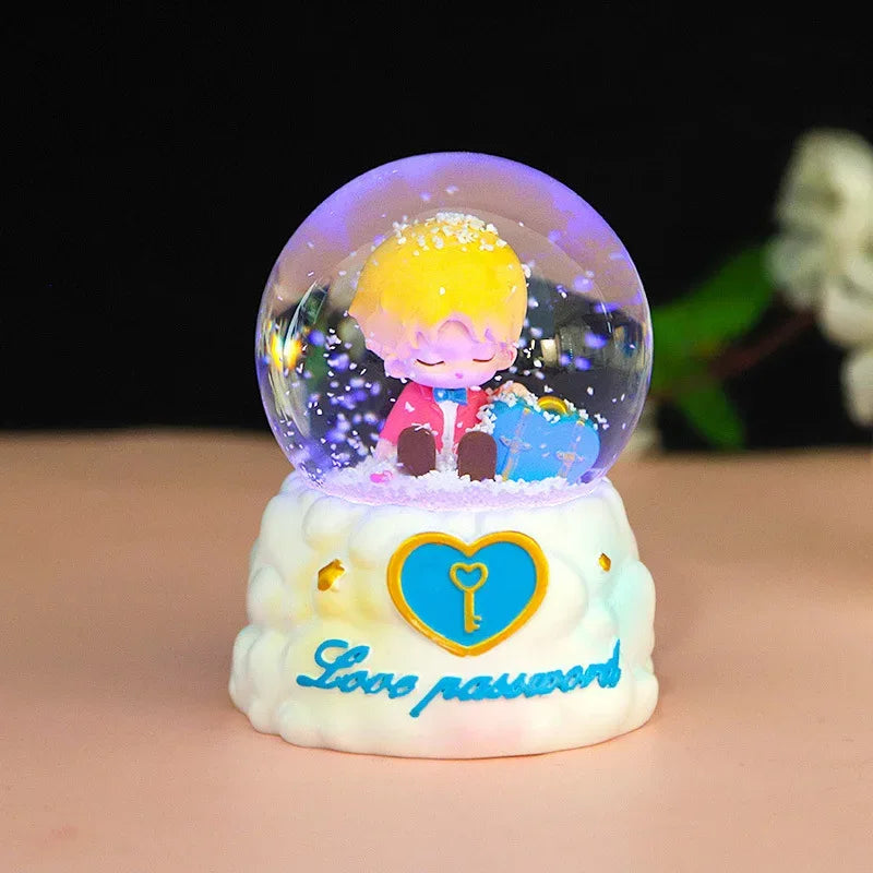 Unicorn Crystal Ball with LED Light Music Snow Globe Musical Box Resin Desktop Decoration Gift for Girls Kids Christmas Birthday