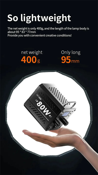 ZU80 COB Photo Studio Light Bi-Color 2500K-8500K LED Video Light CRI95+ TLCI97+ Photography Fill Lighting with Diffuser